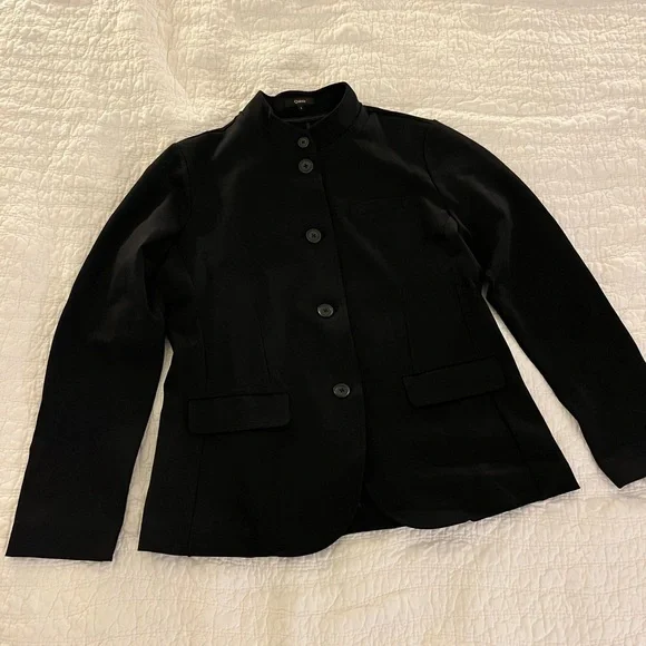 NWOT Quince ultra-stretch ponte stand collar blazer black L - Picture 2 of 13